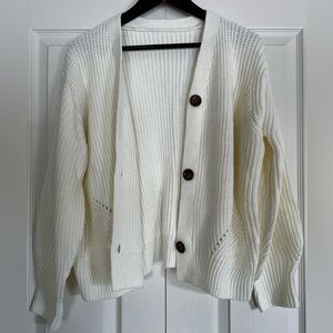 Amazon Cropped Cream Button Down Cardigan